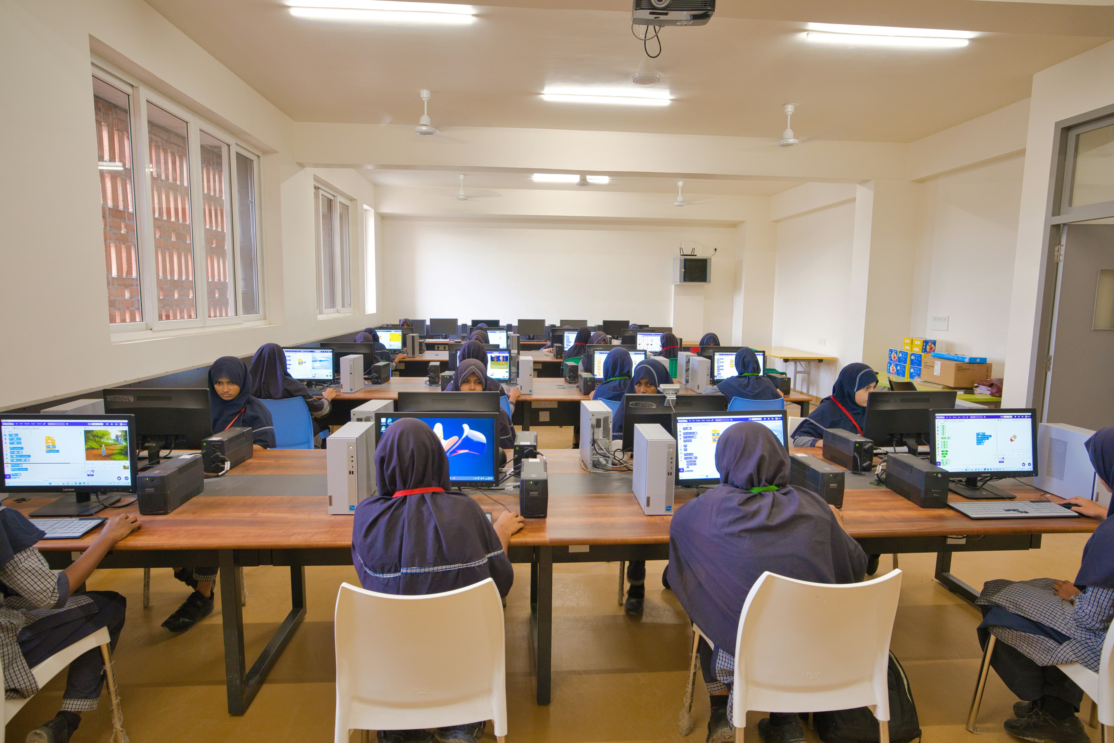 School computer lab setup by GetAxe